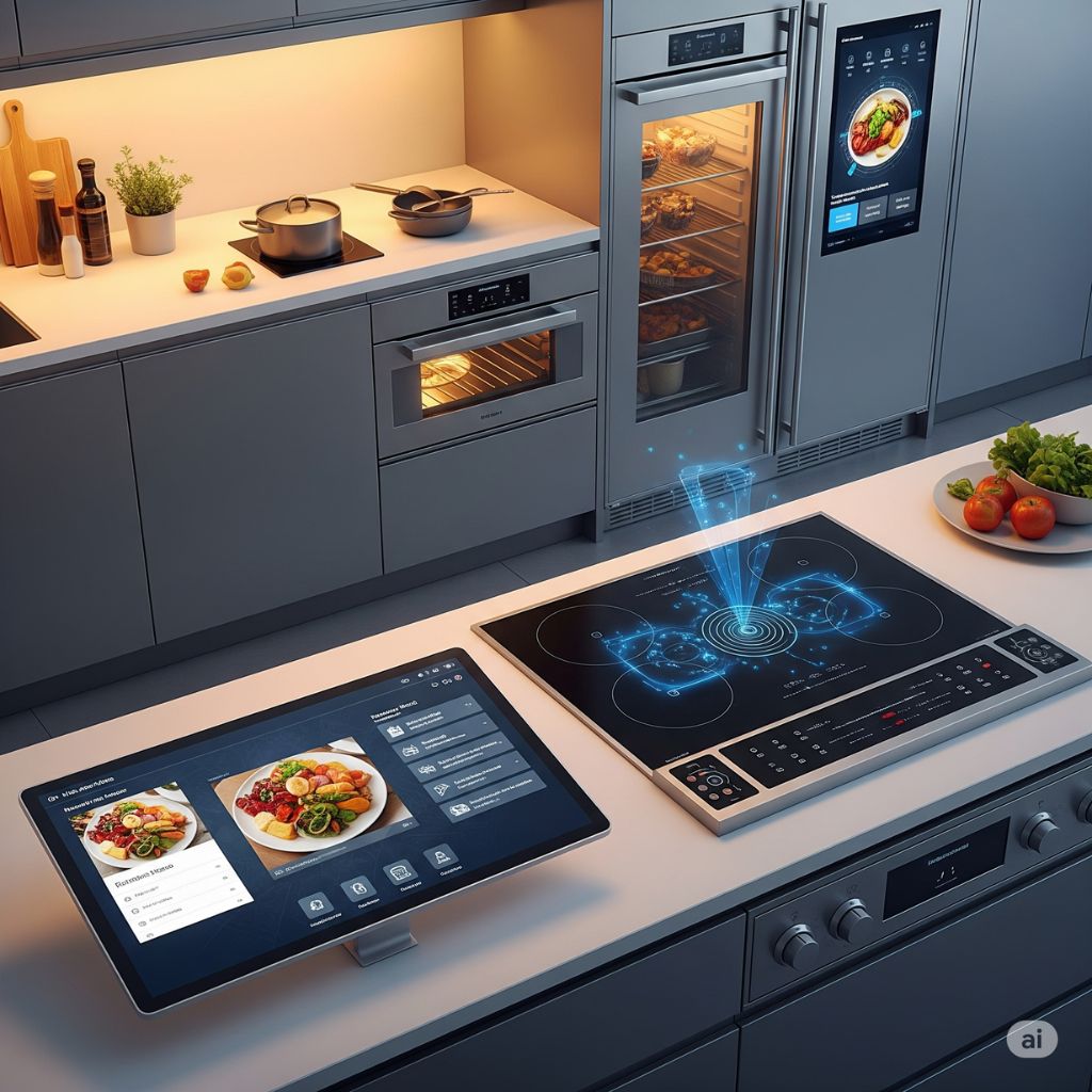 Appareil électroménager connecté dans une cuisine contemporaine